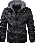 Куртка мужская из искусственной кожи с капюшоном