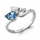 Кольцо из серебра с фианитами и топазом