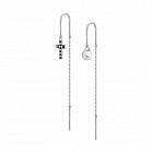 Серьги из серебра с жемчугом и фианитами