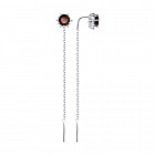 Серьги из серебра с гранатами и фианитами