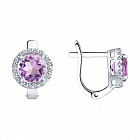 Серьги из серебра с аметистами и фианитами