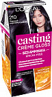Краска-уход для волос стойкая «Casting Creme Gloss» без аммиака, оттенок 210 Черный перламутровый