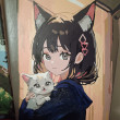 Отзыв на Набор для рисования по номерам «Неко-девушка с котенком» от Ботагоз 