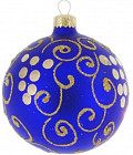 Шары ёлочные с рисунком (синий, 8см, набор 6 шт.)