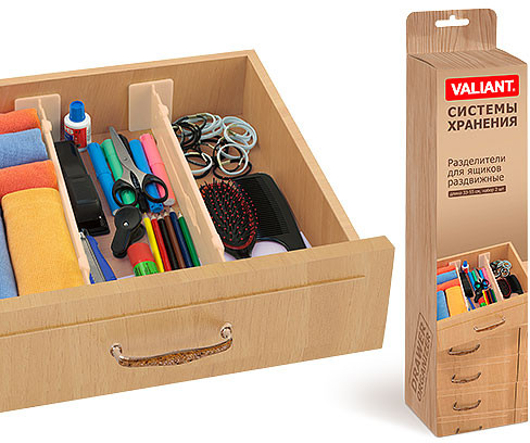 Разделители для ящиков (2 шт), раздвижные | Drawer Organizer | Valiant
