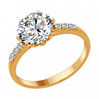 Кольцо из золочёного серебра со Swarovski Zirconia