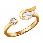 Кольцо из золочёного серебра с фианитом