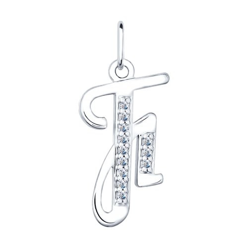 Подвеска «Буква Г» из серебра с фианитами