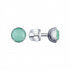 Серьги из серебра с зелеными кристаллами Swarovski