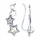 Серьги из серебра с жемчугом Swarovski и фианитами