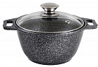 Кастрюля литая со стеклянной крышкой «Кофейный мрамор»