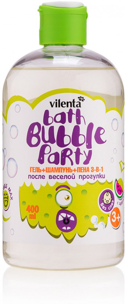 Гель+шампунь+пена 3-в-1 «После веселой прогулки» с Арбузиком (3+) | Bath buble party kids | Vilenta