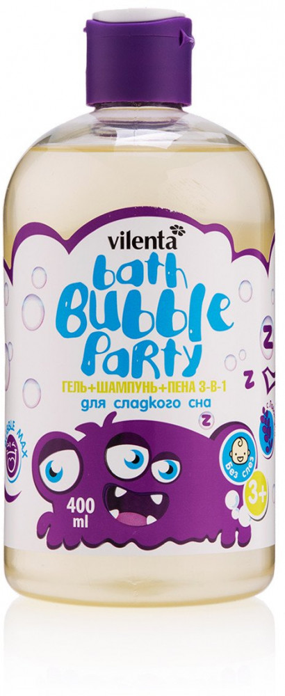 Гель+шампунь+пена 3-в-1 «Для сладкого сна» с Лавандочкой (3+) | Bath buble party kids | Vilenta