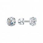 Серьги-пусеты из серебра с фианитами Swarovski