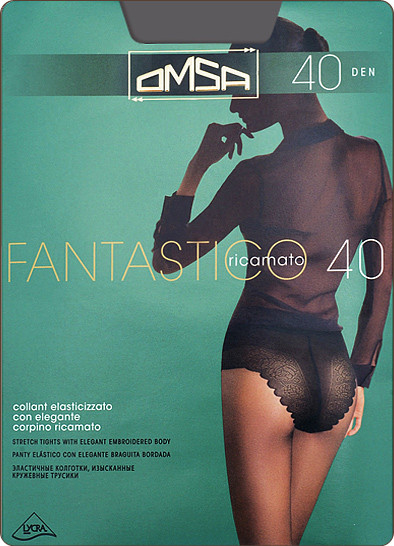 Колготки с кружевными трусиками «Fantastico 40» (nero, 40 DEN)