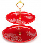 Конфетница 2-х ярусная «Красный узор»