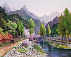 Набор для раскрашивания по номерам «Сунг Ли. Весна в горах» (40×50 см)