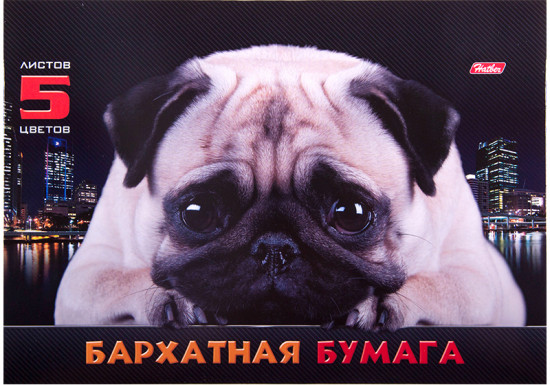 Бумага бархатная «Мопс»