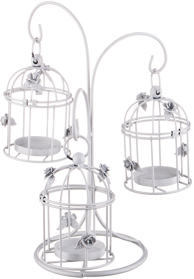 Подсвечник тройной на подставке «Клетка с розой» (15×15×26 см) | Baihui Rattan Furniture Co. Ltd
