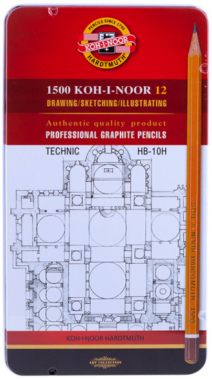 Набор чернографитных карандашей 1500 Technic (12 шт.)