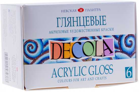 Краски акриловые глянцевые (6 цветов)