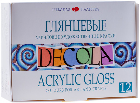 Краски акриловые глянцевые (12 цветов)