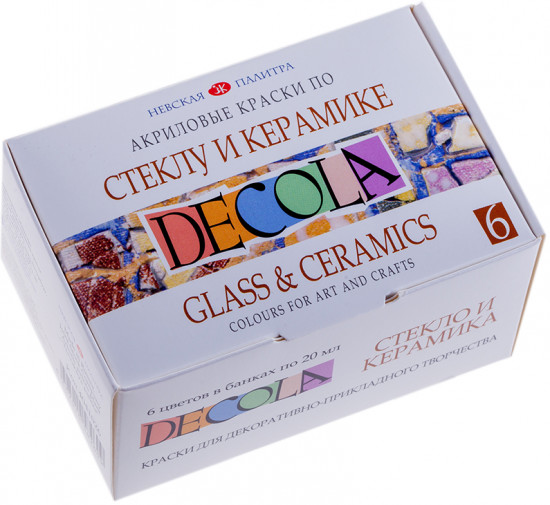 Краски по стеклу и керамике (6 цветов)