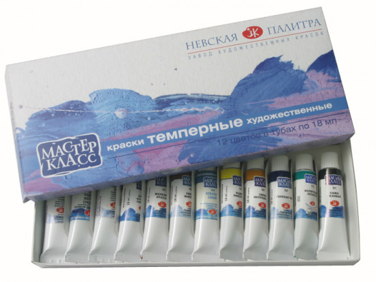 Краски темперные (12 цветов)