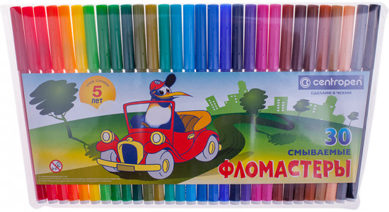 Фломастеры (смываемые, 30 цветов)