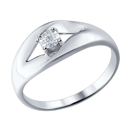 Кольцо из серебра с бриллиантом