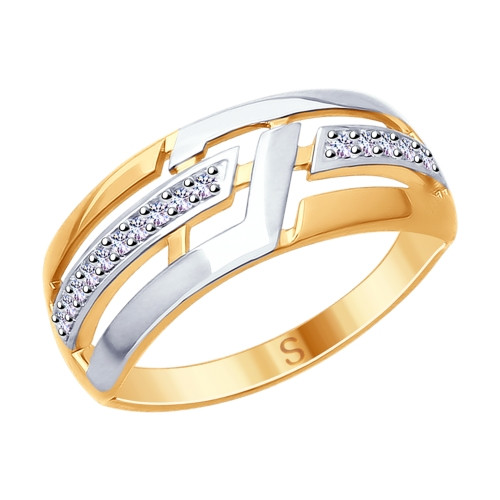 Кольцо из золочёного серебра с фианитами