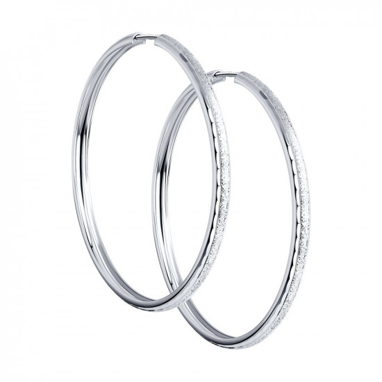 Серьги конго из серебра с алмазной гранью