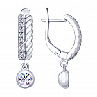 Серьги из серебра с фианитами