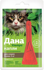 Капли от паразитов для кошек «Дана Ультра» (от 4 кг, 1 пипетка)