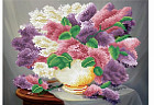 Алмазная мозаика «Красивый букет сирени» (без подрамника, с частичным заполнением)