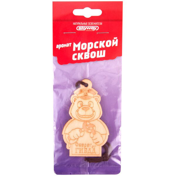 Ароматизатор подвесной Медведь "Оберег от ГИБДД" (деревянный) | Skyway | Skyway