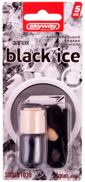 Ароматизатор подвесной «Black ice» (бутылочка c деревянной крышкой) | Aqua.series | Skyway