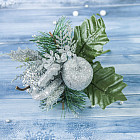 Ветка декоративная с серебренным яблоком