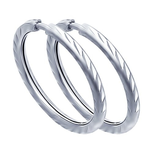 Серьги конго из серебра с алмазной гранью