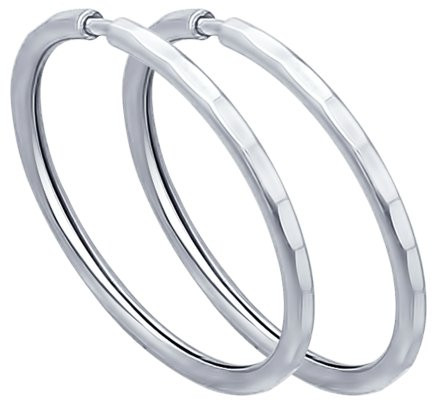 Серьги конго из серебра с алмазной гранью