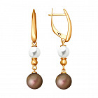 Серьги из золочёного серебра с жемчугом Swarovski