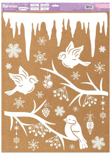 Наклейка для окон «Новогодние птички»