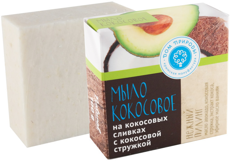 Мыло натуральное на кокосовых сливках «Нежный пилинг» | Мануфактура Дом Природы