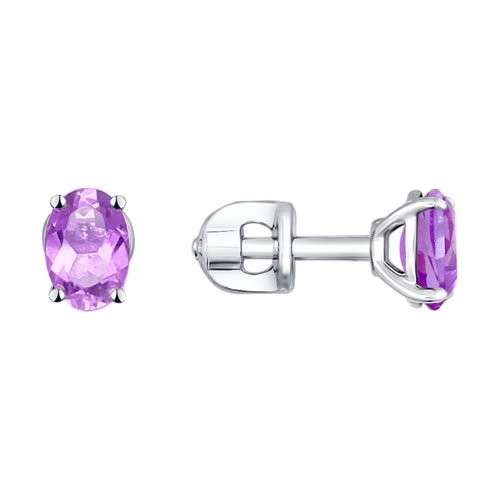 Серьги-пусеты из серебра с аметистами