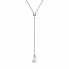 Колье из серебра с жемчугом Swarovski и фианитом