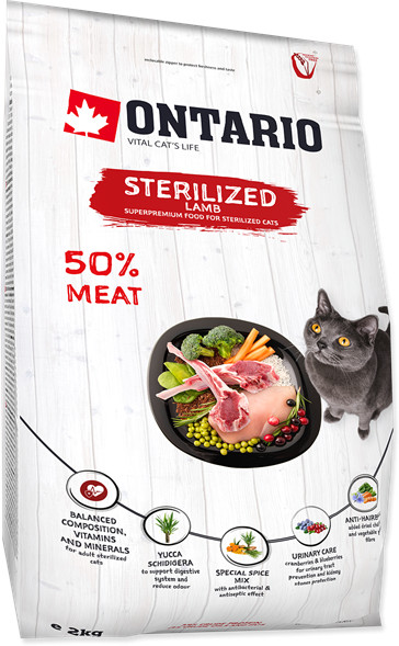 Корм для стерилизованных кошек с ягненком | Ontario