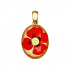 Подвеска из золочёного серебра с эмалью и фианитом «Маки»