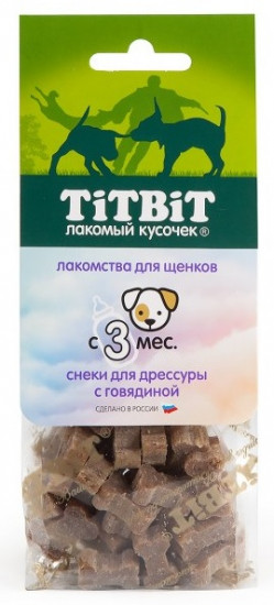 Снеки для дрессуры с говядиной для щенков (70 г)