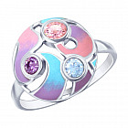 Кольцо из серебра с эмалью и фианитами