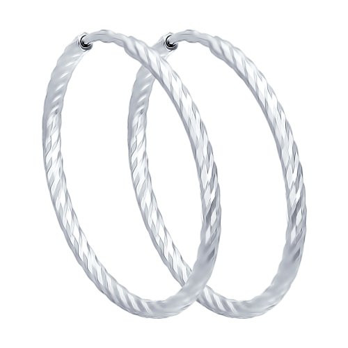 Серьги конго из серебра с алмазной гранью